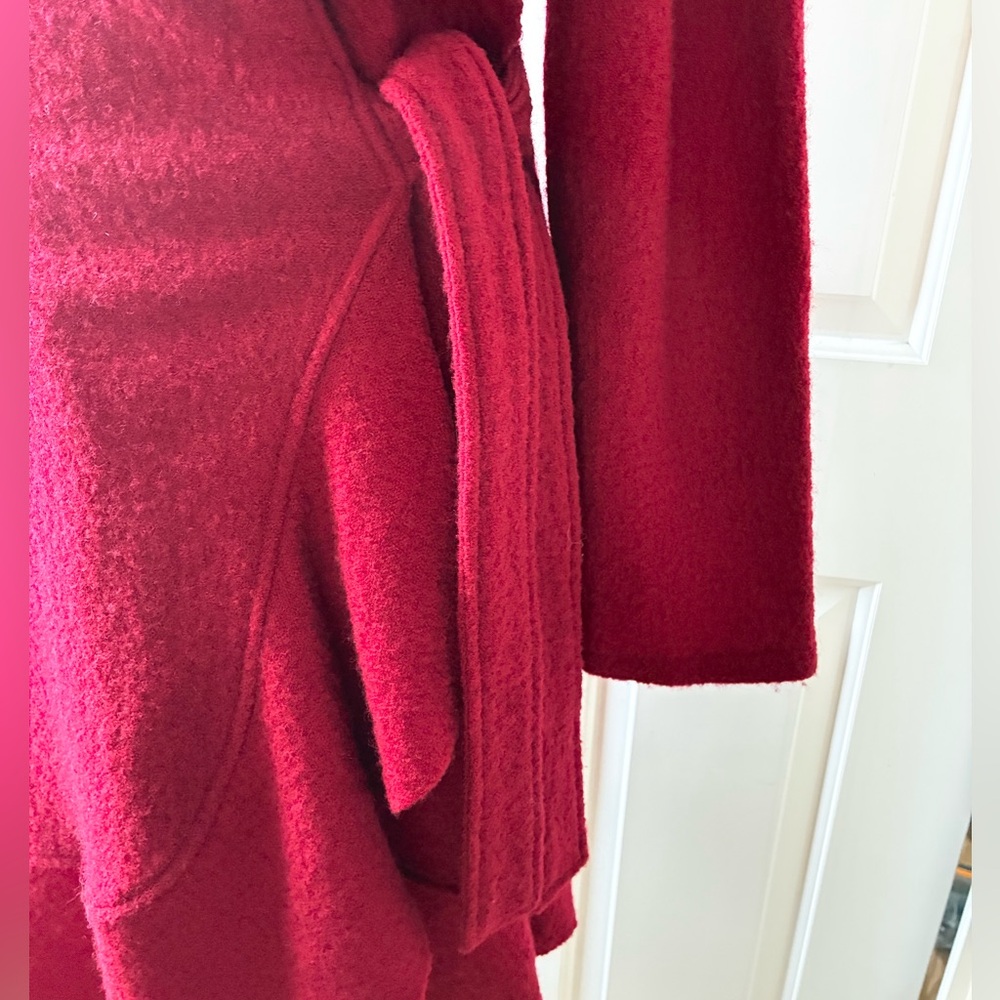 Sarah Spencer Boiled Wool Wrap Cardigan Coat with Belt Red Size S - Picture 5 of 16